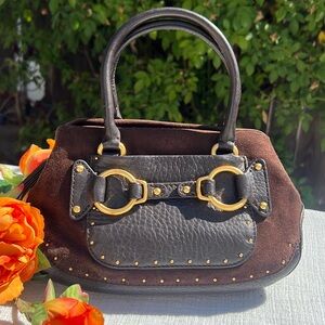 Cole Haan Brown and Black Bag with Gold Accents